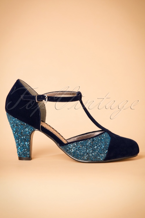 Banned Retro - 20s Sparkles On My T-Strap Pumps in Blue 2