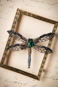 Foxy - 20s Sparkling Dragonfly Hair Clip and Brooch in Silver