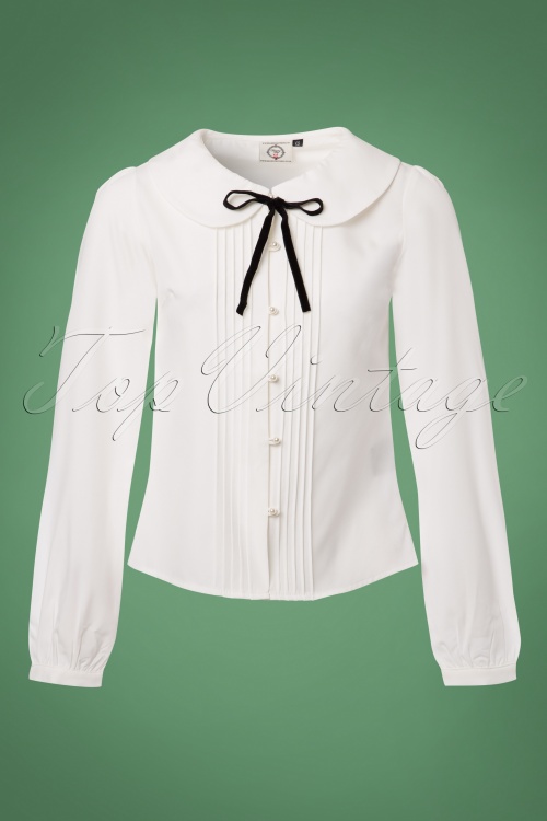Banned Retro - 40s Sailor Rose Blouse in Ivory 2