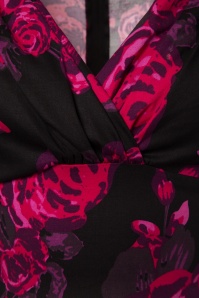 Unique Vintage - Delores Floral Swing-jurk in zwart en roze 10
