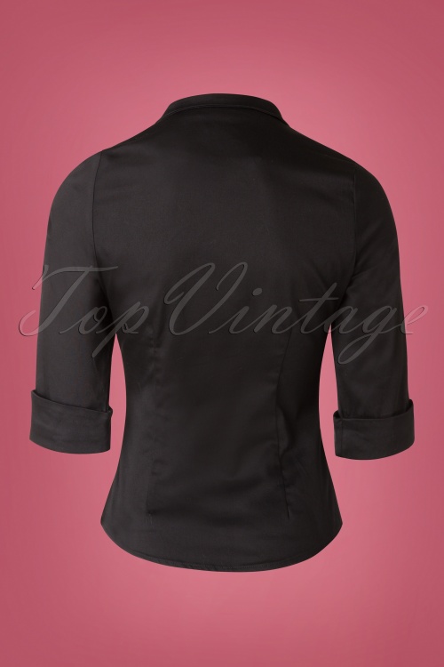 Collectif Clothing - 50s Mona 3/4 Sleeve Blouse Années 1950 en Noir 4