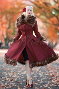 Collectif Clothing - 30s Pearl Coat in Wine Wool
