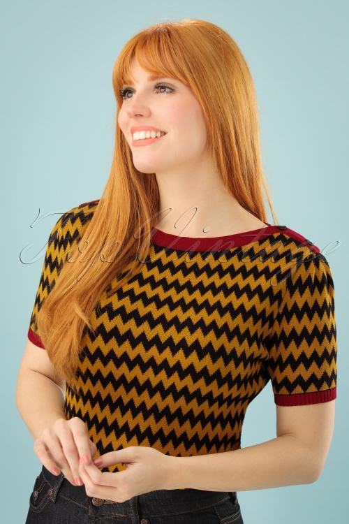 Rumble59 - 50s Sweet Honeybee Pullover in Mustard