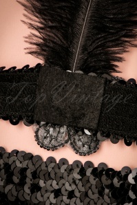 Unique Vintage - Zelda Sequins Feather Headband Années 20 en Noir 5
