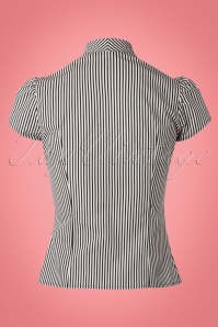 Heart of Haute - 40s Estelle Candy Striped Blouse in Black and White 3