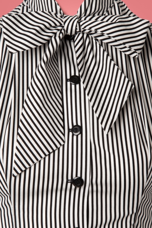 Heart of Haute - 40s Estelle Candy Striped Blouse in Black and White 2