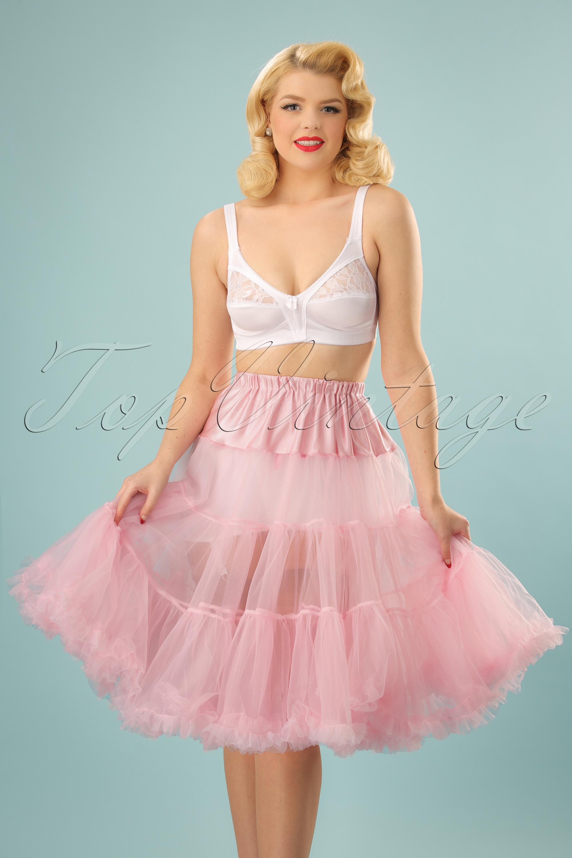 Bunny - Retro chiffon petticoat in Dolly roze