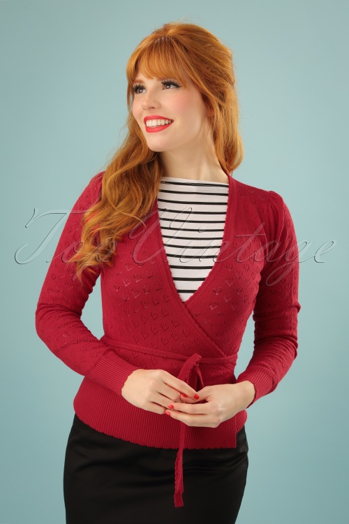 King Louie - 40s Wrap Heart Ajour Top in Red