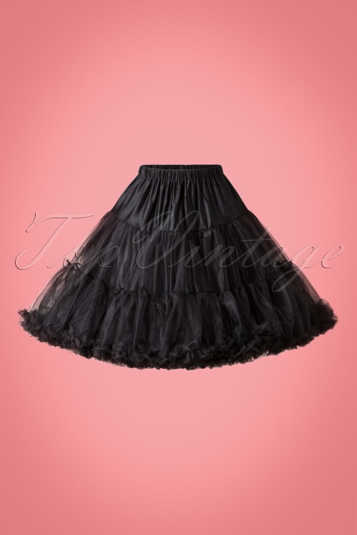 Bunny - Retro korte chiffon petticoat in zwart 3