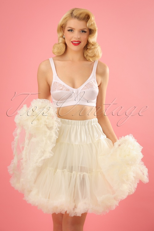 Bunny - Retro kurzer Petticoat aus Chiffon in Elfenbein