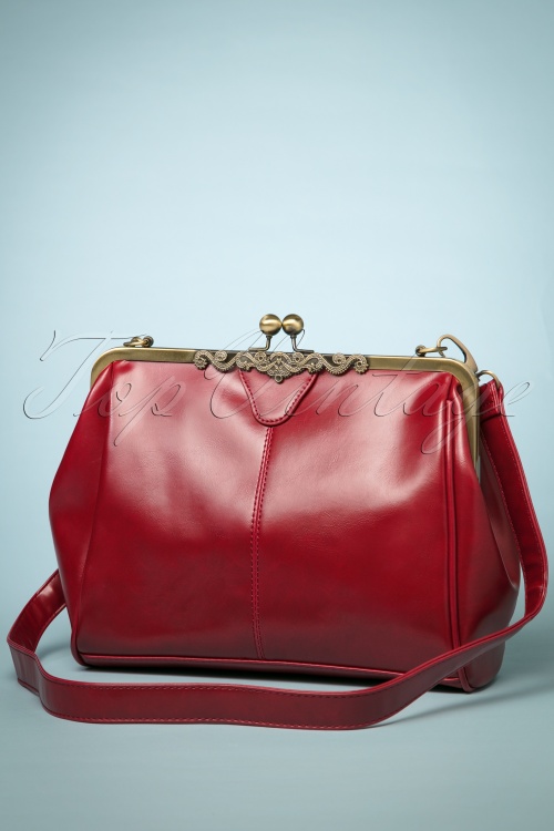 Kaytie - 20s Vintage Frame Kisslock Clasp Bag in Red 2