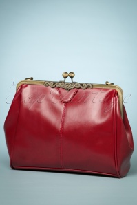 Kaytie - Vintage tas met Kisslock-sluiting met frame in rood 4
