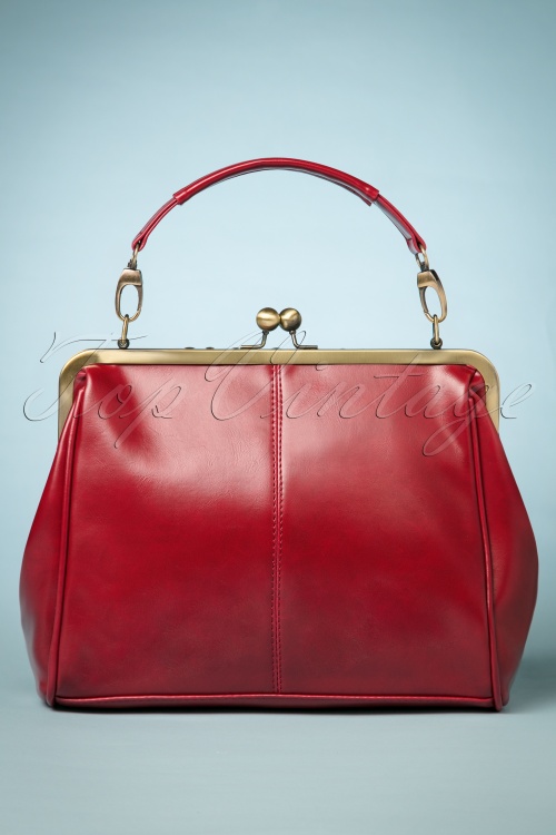 Kaytie - Vintage tas met Kisslock-sluiting met frame in rood 7