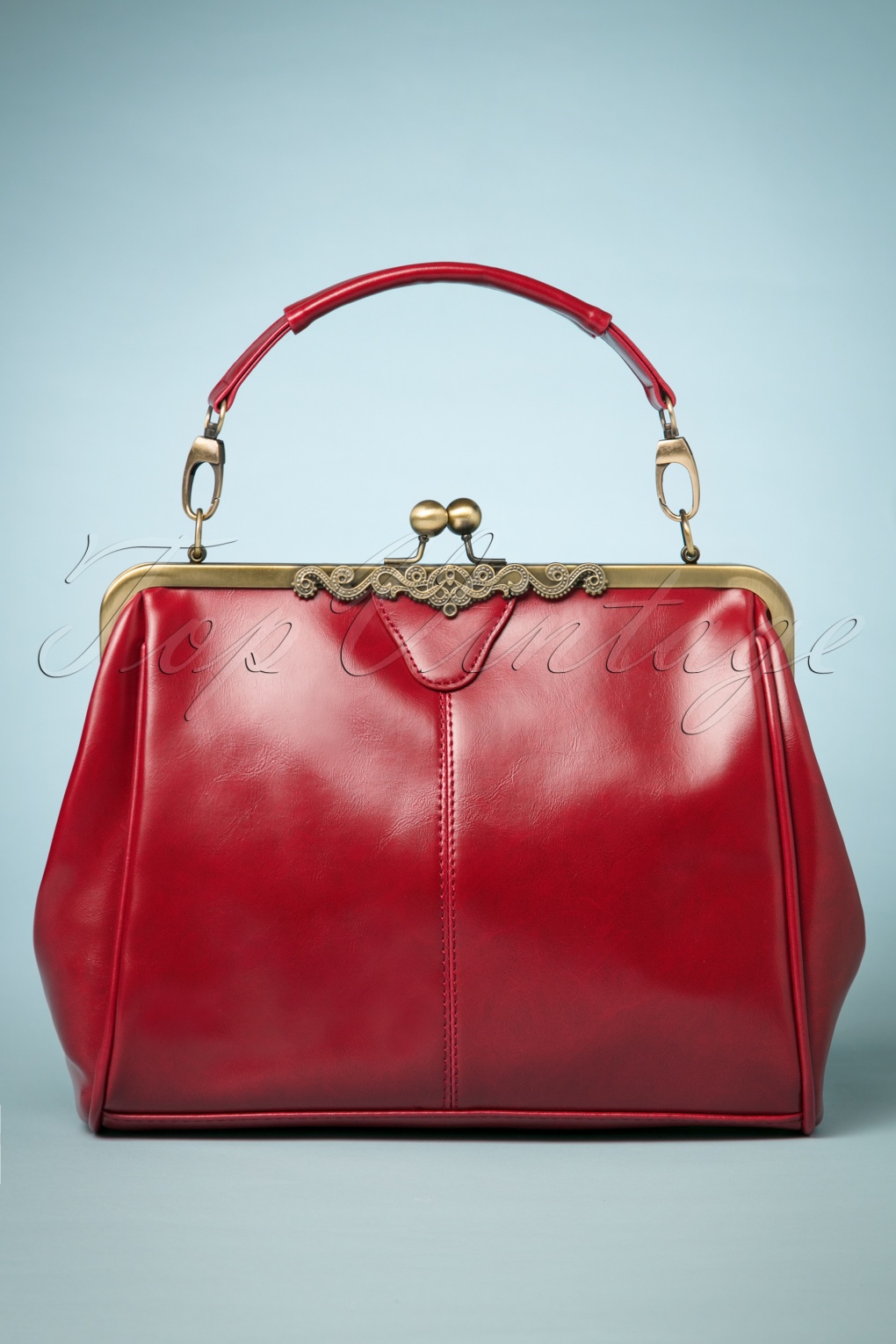 20s Vintage Frame Kisslock Clasp Bag in Red