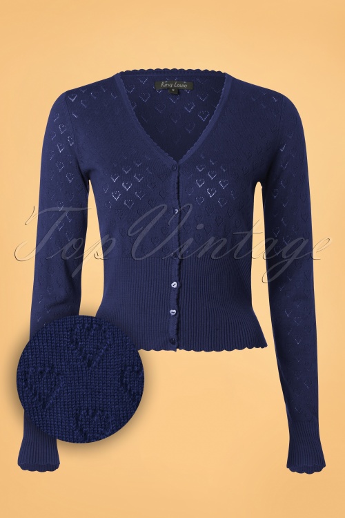 King Louie - 40s Heart Ajour Cardigan in Navy 2