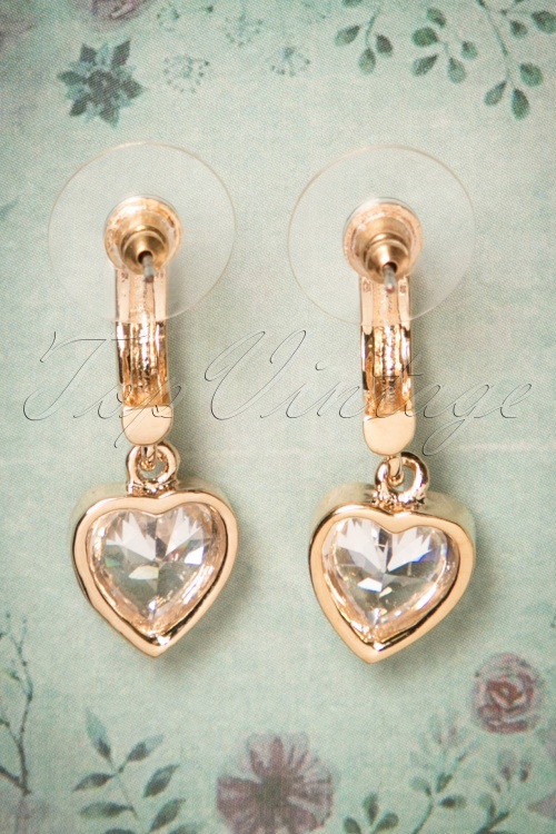 Viva by Tendenza - 50s Diana Diamond Heart Earrings in Gold 3