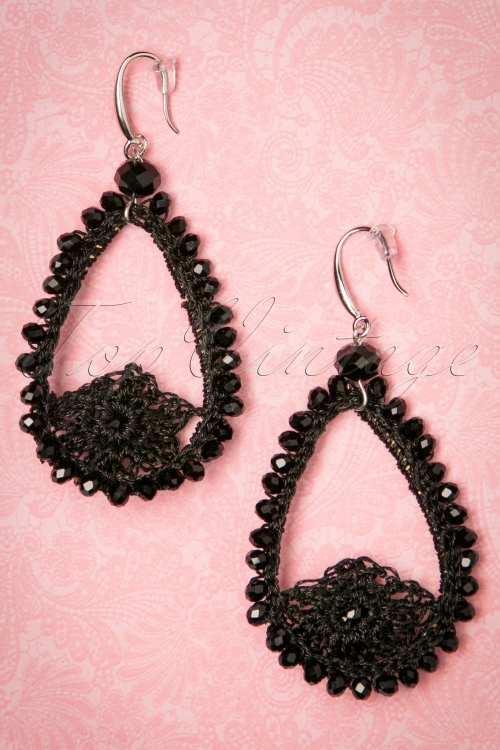  - 20s Amata Glam Earrings in Black 3
