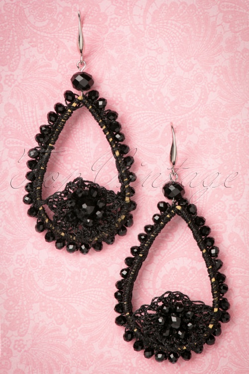  - Amata Glam Earrings Années 20 en Noir