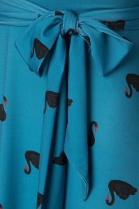 Lindy Bop - 50s Dawn Swans Swing Dress in Blue 3