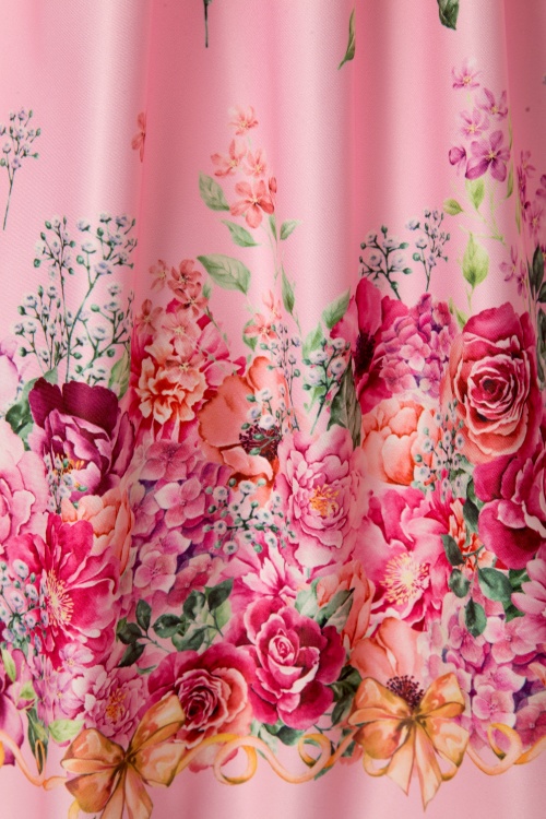 Lindy Bop - Audrey bloemen swingjurk in roze 6