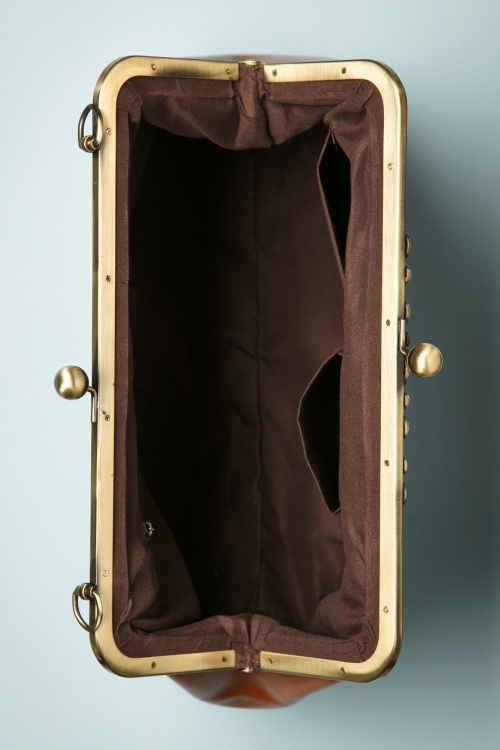 Kaytie - 20s Vintage Frame Kisslock Clasp Bag in Cognac 5