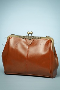 Kaytie - 20s Vintage Frame Kisslock Clasp Bag in Cognac 3