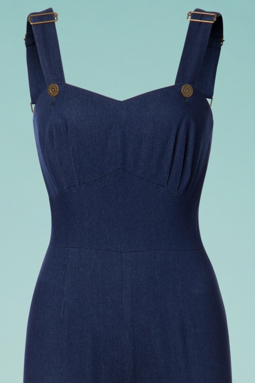 Collectif Clothing - Debra denim tuinbroek in marineblauw 3