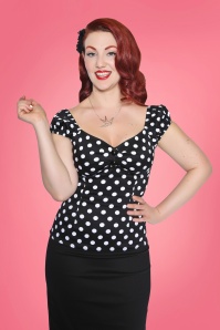 Collectif Clothing - Dolores top Polka Zwart Wit 3