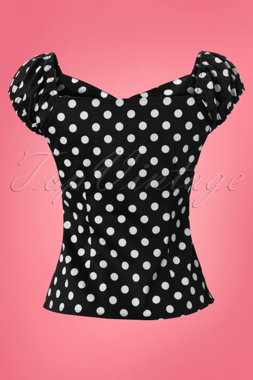Collectif Clothing - Dolores top Polka Zwart Wit 2