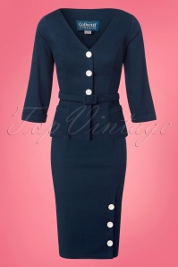 Collectif Clothing - 50s Charlotte Pencil Skirt in Navy 4