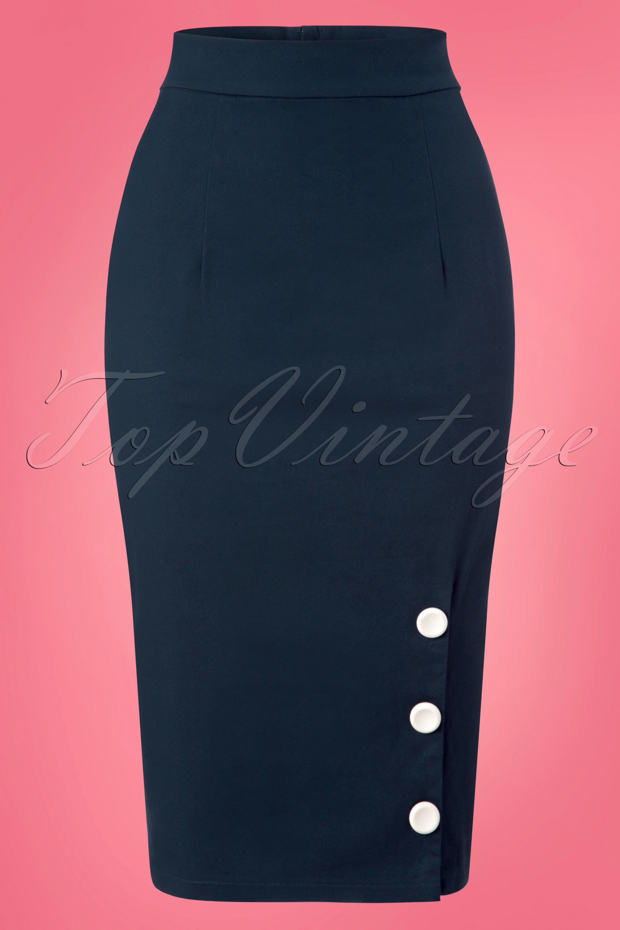 Collectif Clothing - Charlotte pencilrok in marineblauw 3