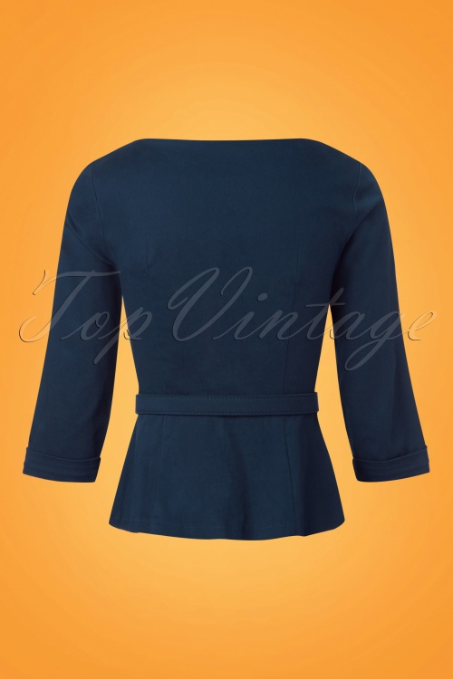 Collectif Clothing - Charlotte Suit Jacket Années 50 en Bleu Marine 4