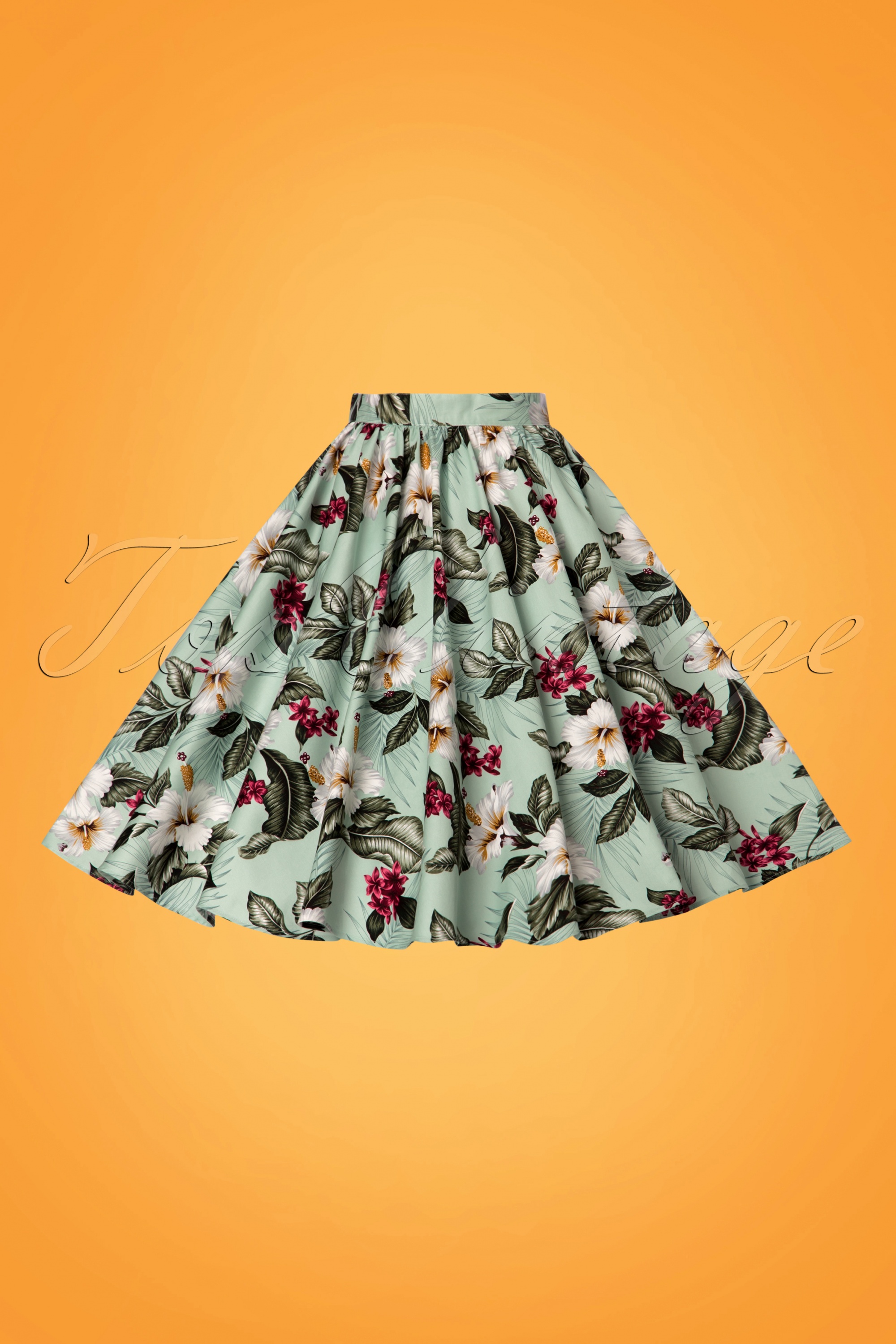 Bunny - Tahiti bloemen swingrok in mintgroen 6