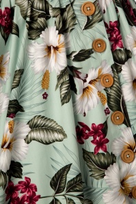 Bunny - 50s Tahiti Floral Swing Skirt in Mint Green 4