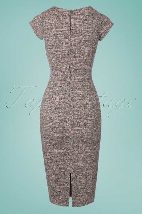 Vintage Chic for Topvintage - Josie Bow Pencil Dress Années 50 en Rose Poudre Mêlé 4