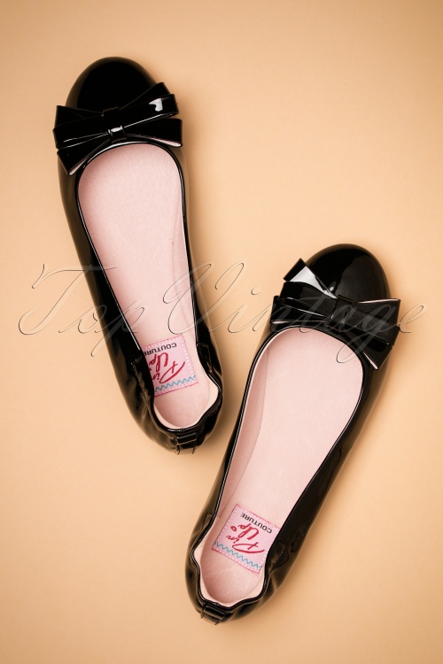 Pinup Couture - 50s Foldable Bow Ballerina in Black 5