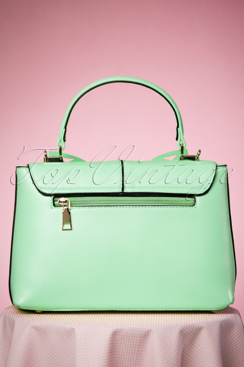 Banned Retro - 60s Beautiful Butterfly Handbag in Mint Green 5