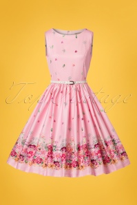 Lindy Bop - 50s Audrey Floral Swing Dress in Pink 3