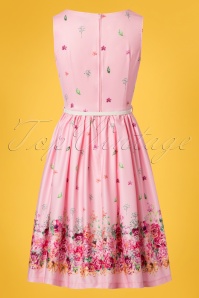 Lindy Bop - 50s Audrey Floral Swing Dress in Pink 8