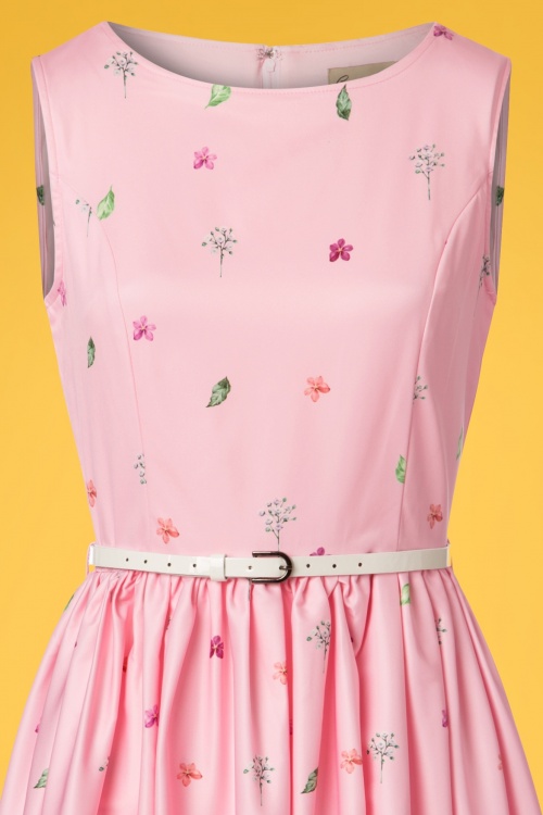 Lindy Bop - 50s Audrey Floral Swing Dress in Pink 4