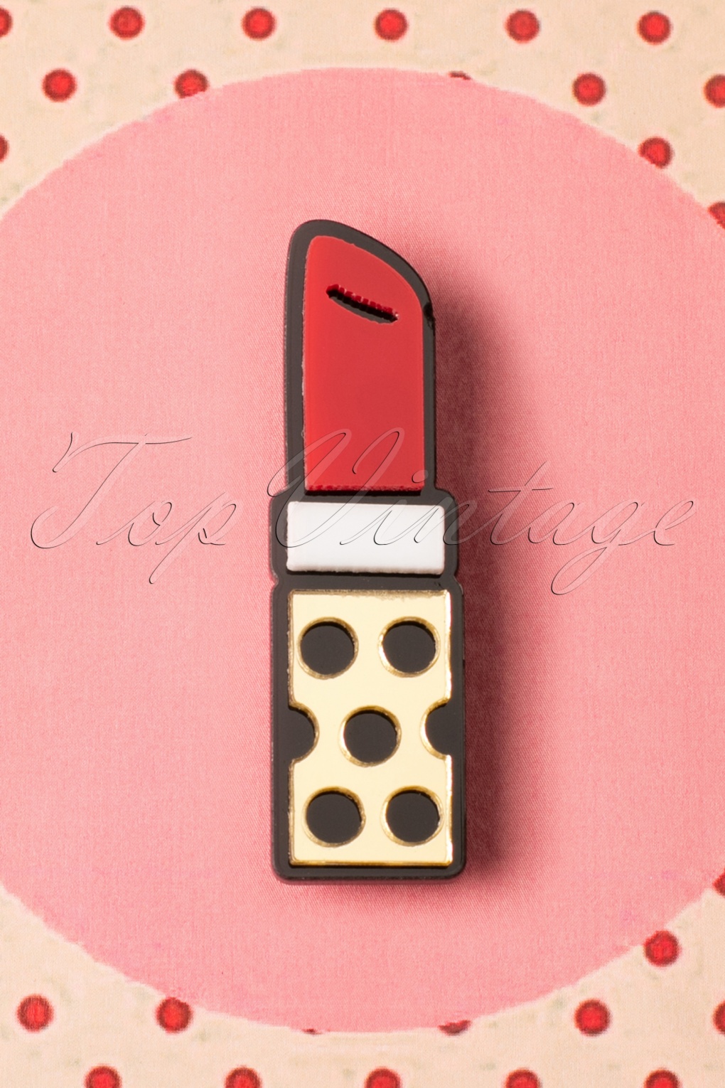 60s Lipstick Love Brooch in Red