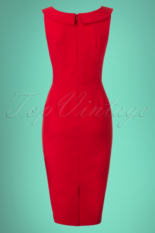 Glamour Bunny - 50s Joan Pencil Dress in Red 7