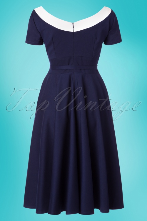 Glamour Bunny - 50s Audrey Swing Dress in Navy 7