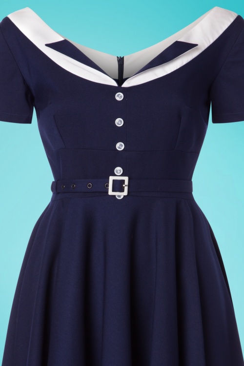 Glamour Bunny - 50s Audrey Swing Dress in Navy 6