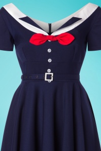 Glamour Bunny - 50s Audrey Swing Dress in Navy 5