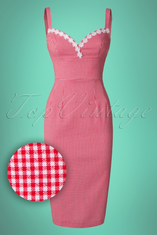 Glamour Bunny - Cindy penciljurk in rode gingham 2