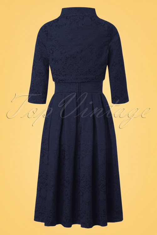 Lindy Bop - 60s Marianne Jacquard Twin Set in Navy 8