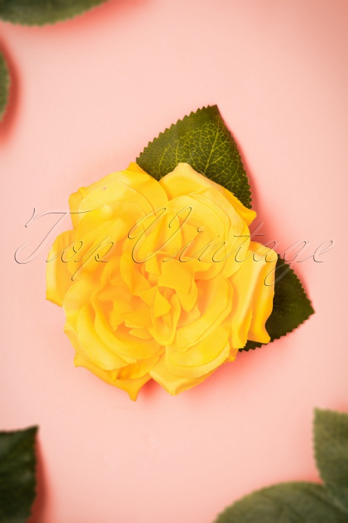 Collectif Clothing - 50s Garden Rose Hair Clip in Yellow