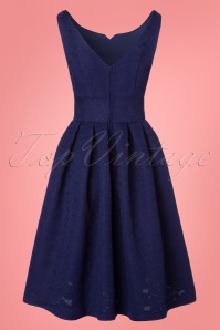 Lindy Bop - 50s Felicia Brocade Swing Dress in Berry Blue 5