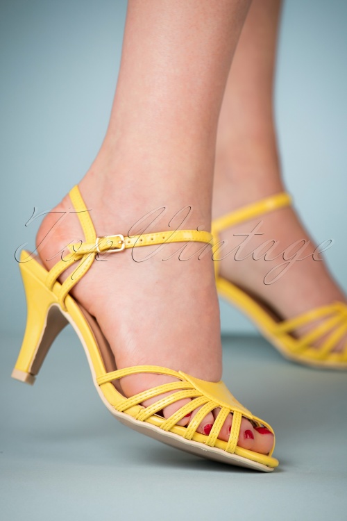 Banned Retro - Amelia Sandals Années 40 en Jaune